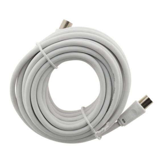 Prolongateur TV 5 m mâle/mâle Ø9.5mm+adaptateur femelle/femelle blanc