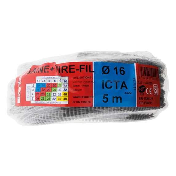 Gaine équipée d'un tire-fil d16 c. 5m - INOTECH