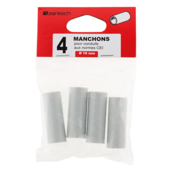 MANCHONS ZENITECH GRIS PVC D16MM X4