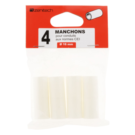 MANCHONS ZENITECH BLANC PVC D16MM X4