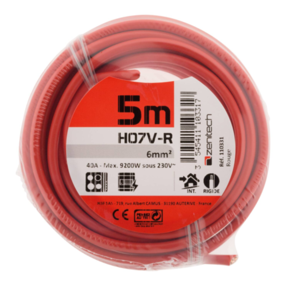 Cable ho7vr6 rouge 5m - plasto - INOTECH