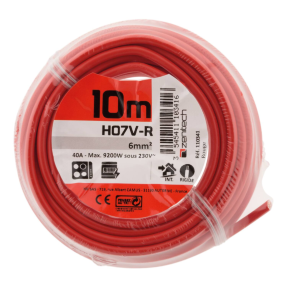 Cable ho7vr6 rouge 10m - plasto - INOTECH