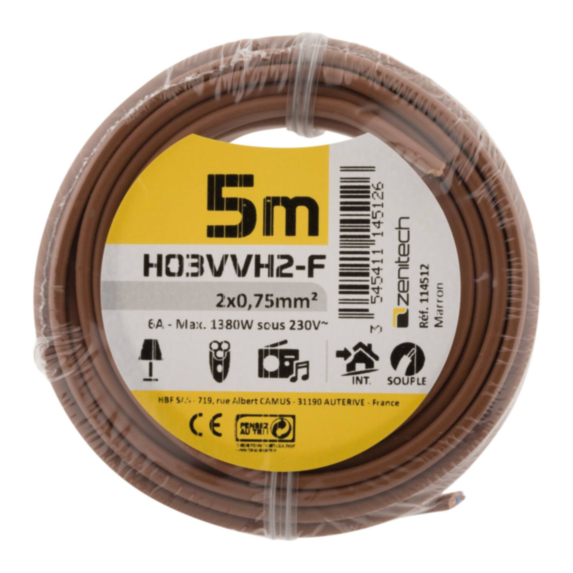 Cable ho3vvh-2f 2x0.75 mar. 5m - PLASTO