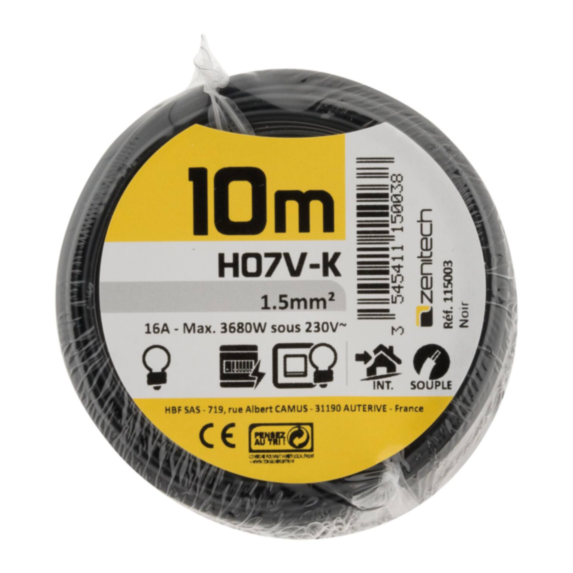 Cable ho7vk 1.5 noir 10m - plasto - INOTECH