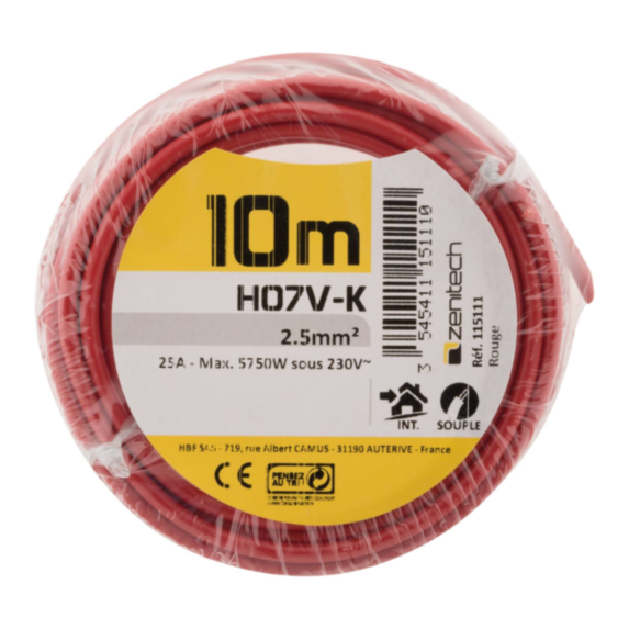 Cable ho7vk 2.5 rouge 10m - plasto - INOTECH