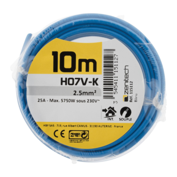Cable ho7vk 2.5 blanc 10m - plasto - INOTECH