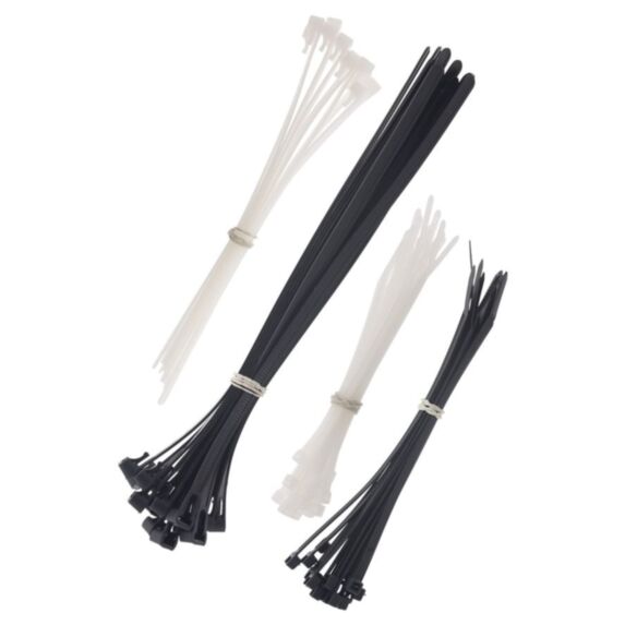 Lot de 70 colliers reutilisables 20x 3,6x 140 blanc + 20x 4,8x 200 noir + 15x 200x7,6 blanc + 15x 250x7,6 noir - INOTECH