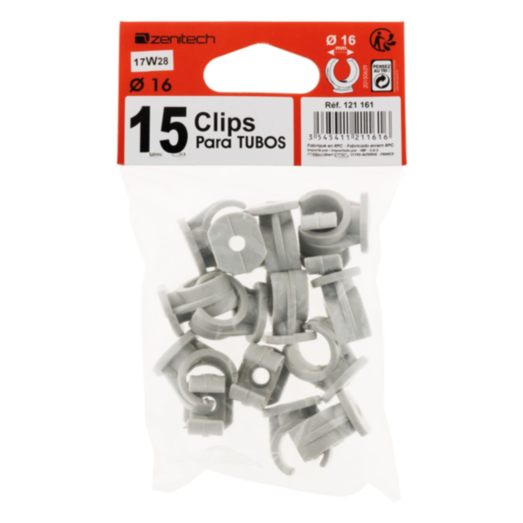 CLIPS SANS CHEVILLE DIAM 16 GRIS X15