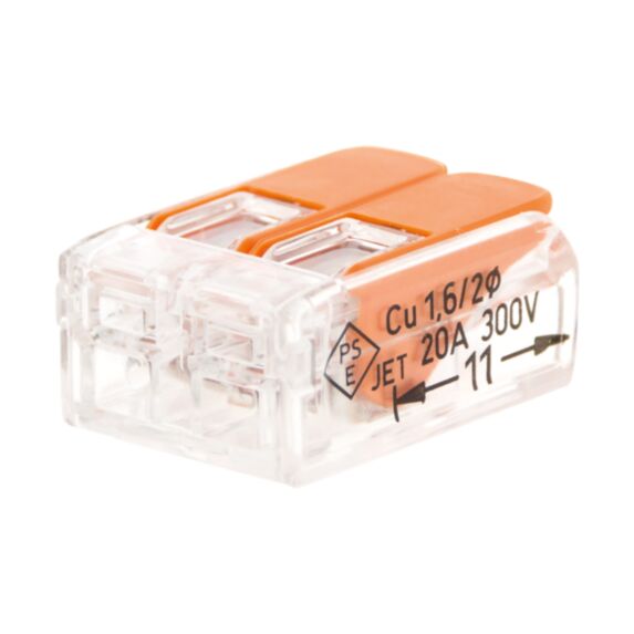 Lot 10 mini bornes à levier s221 2 entrées - wago - INOTECH