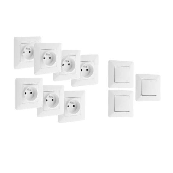 Lot 7 prises 2P+T + 3 va et vient  blanc - ARTEZO