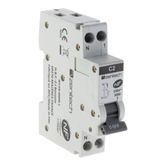 Disjoncteur ph/n - 2a nf pour cumulus et chauffe-eau - zenitech