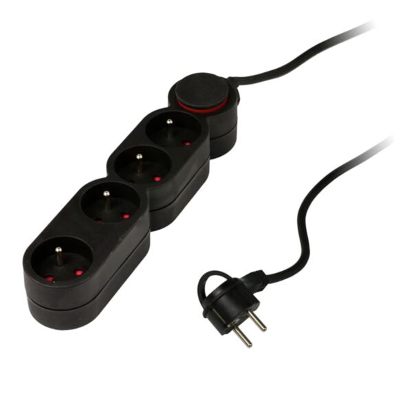 Multiprise 4 prises Home + Extra Plate Noir Home