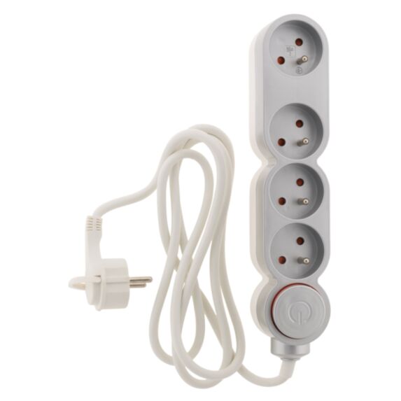 Multiprise 4 prises Home + Extra Plate Silver Home