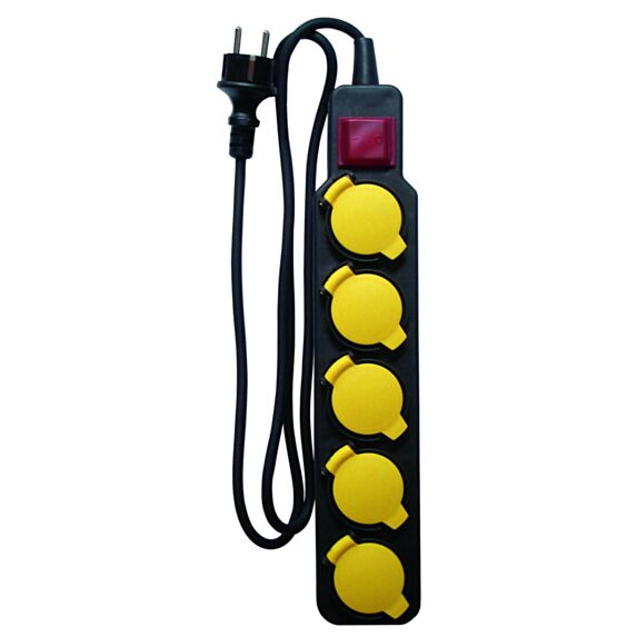 Multiprise 5 prises Étanche IP44 2 Prises+T + Interrupteur + Clapet - ZENITECH