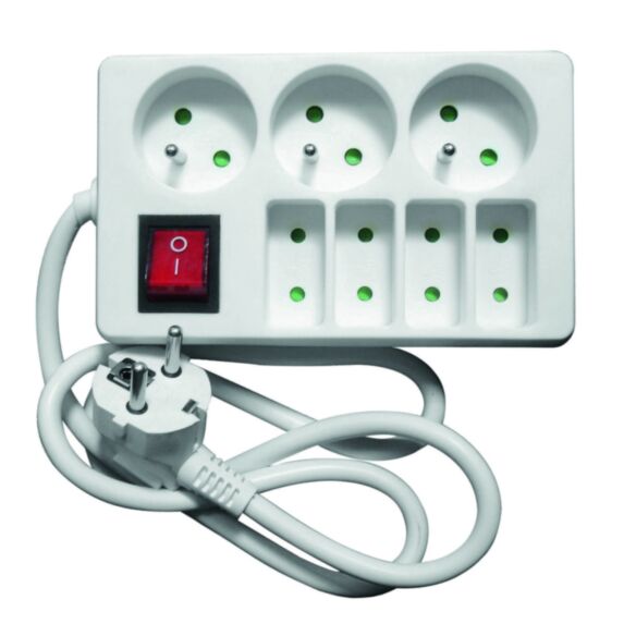 Bloc 4 prises 6A + 3 x 16A blanc câble H05VV-F 3G1 mm² - INOTECH