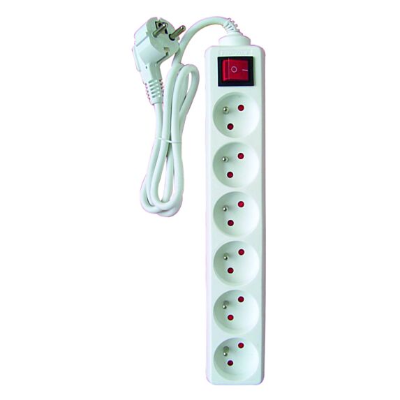 Bloc 6 prises 16A + inter. blanc  câble H05VV-f 3G1 mm²- INOTECH