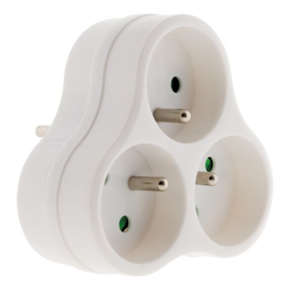 Fiche 3 prises Triplite 16A triangulaire blanc