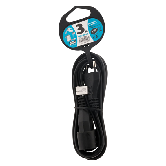 Rallonge électrique ménager 6A Noir 3m - ZENITECH