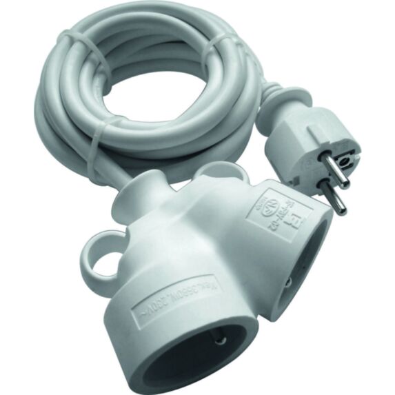 Prolongateur bi tête HO5VV-F 3G1.5 mm² blanc - INOTECH