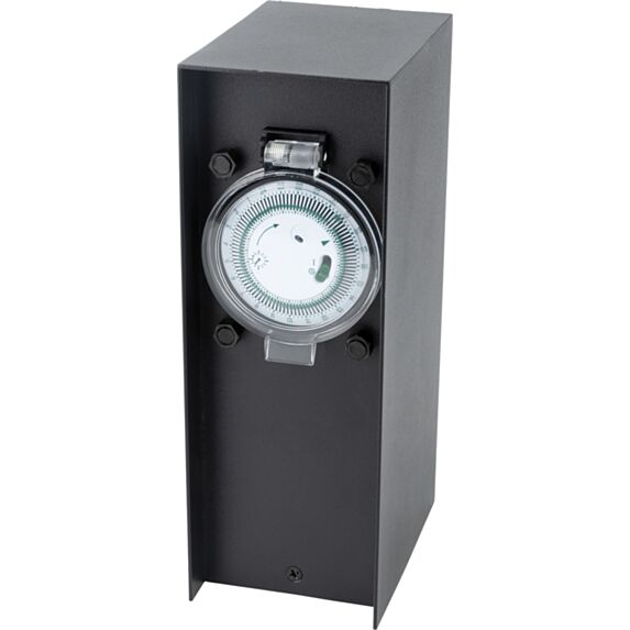 Borne de jardin + programmateur à fixer aluminium noir - ZENITECH