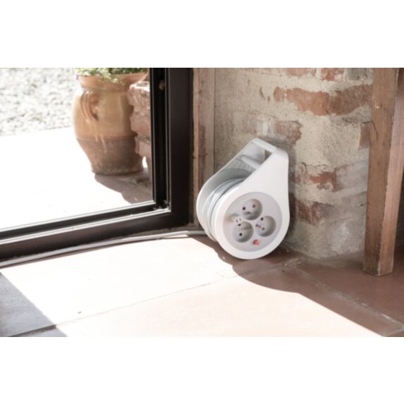 Mini enrouleur 3 Prises 16A câble 3G1mm² gris