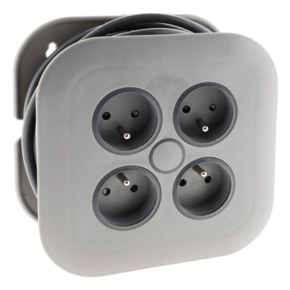 Enrouleur ménager 4 prises 2P+T 16a + coupe-circuit - gris - ZENITECH