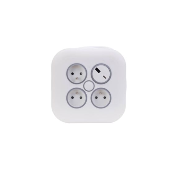 Enrouleur ménager design de 7m 3 prises + 2 USB Blanc - ZENITECH