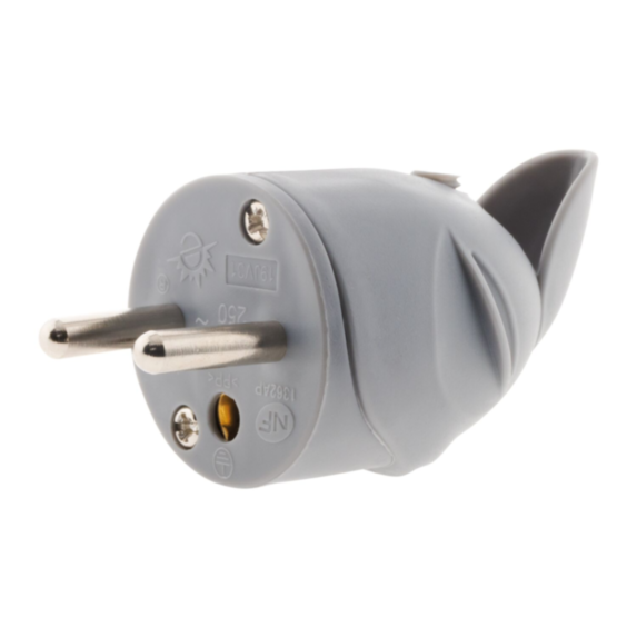 Fiche 1 prise mâle 16A Coudée Gris - ZENITECH