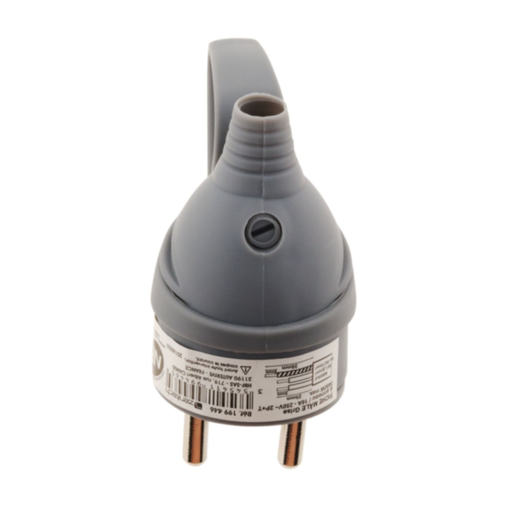 Fiche 1 prise mâle 16A Anneau Gris - ZENITECH