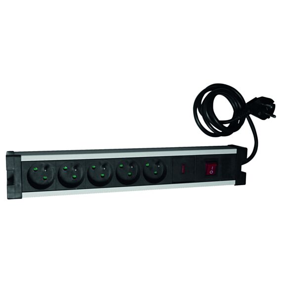 Bloc parafoudre 5 prises 16A + interrupteur noir - INOTECH