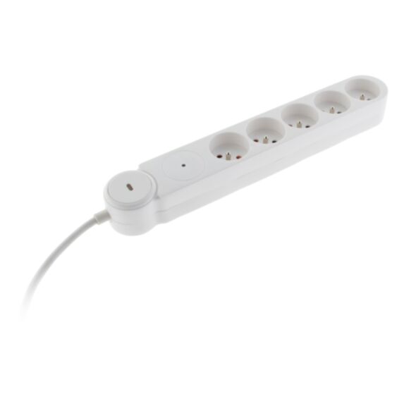 Bloc parafoudre 5x16A + interrupteur 1,4 m 3G1,0 fiche plate blanc - ZENITECH