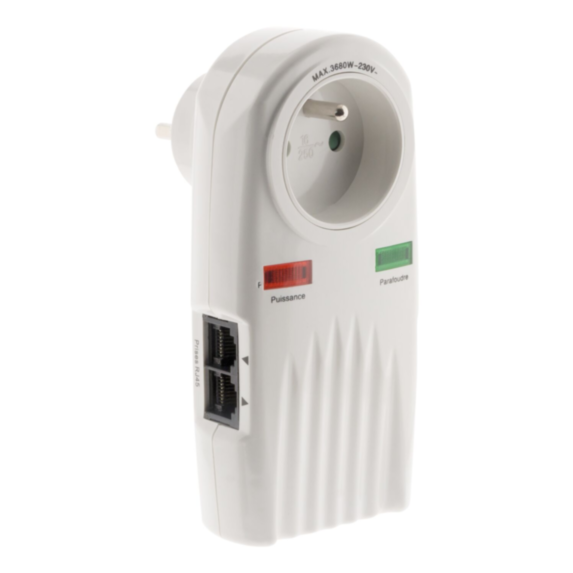 Boitier 1Prise 16A 2 Prises+T + Parafoudre Tv/Tel/Sat - ZENITECH