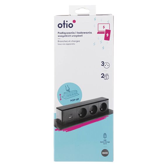 Multiprise encastrable 3 prises 16A 2P+T + 2 ports USB - OTIO