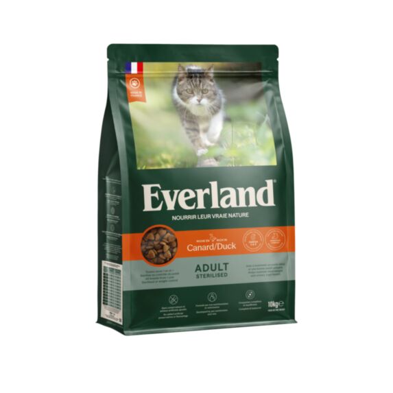Croquettes pour chat adulte stérilisé saveur canard - EVERLAND