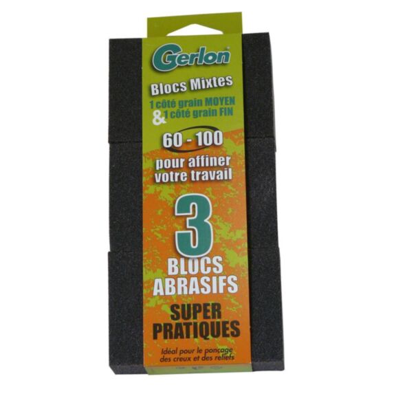 3 Blocs abrasifs 4 faces moyen/fin GERLON