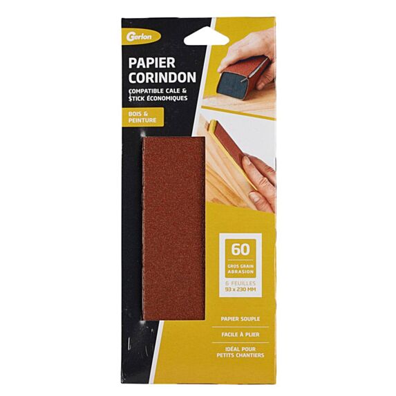 Set de 6 feuilles 93 x 230 mm corindon grain 60 - GERLON