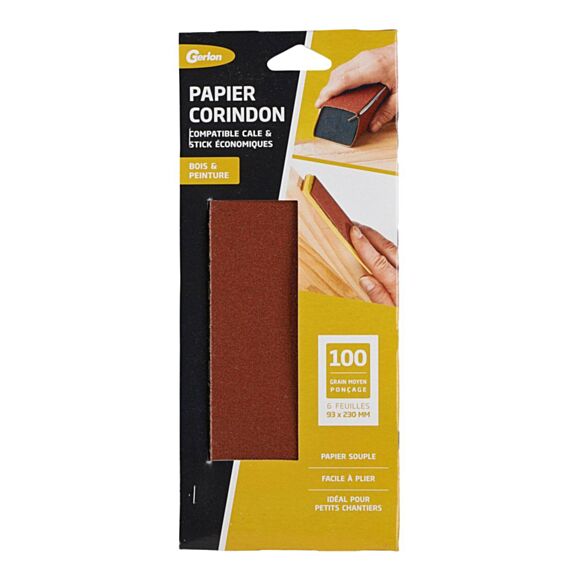 Set de 6 feuilles 93 x 230 mm corindon grain 100 - GERLON