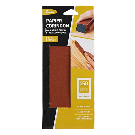 Set de 6 feuilles 93 x 230 mm corindon grain 150 - GERLON