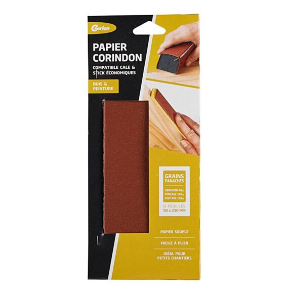 Pochette 6 feuilles corindon 93x230 panachés GERLON