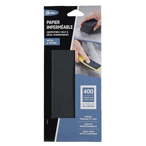 Set de 6 feuilles 93 x 230 mm imperméable grain 400 - GERLON