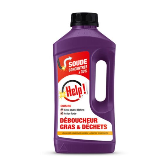 Déboucheur cuisine gras et déchets 1L - HELP