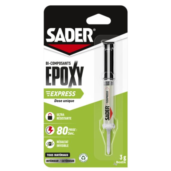 Colle Bi-composants Epoxy Express seringue 3g - SADER