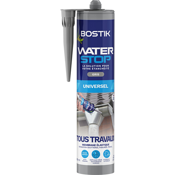 Mastic d'étanchéité Waterstop direct sans primaire gris cartouche 290ml - BOSTIK