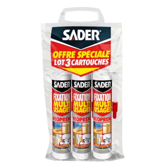 Mastic de Fixation Multiusage Néoprène Lot de 3 cartouches - SADER