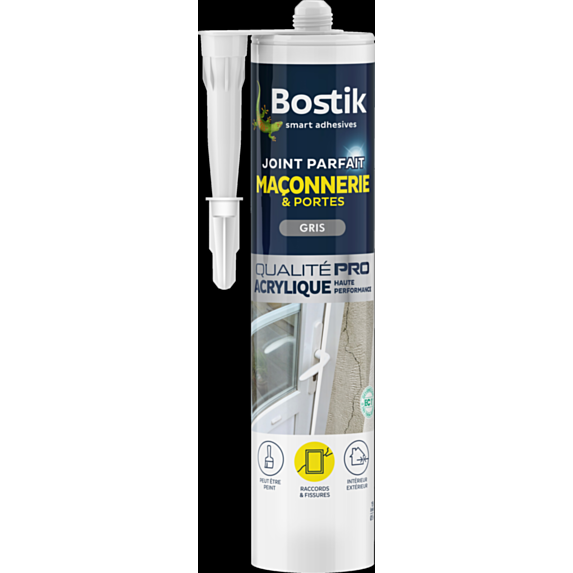 Joint parfait maçonnerie et portes gris 280ml BOSTIK