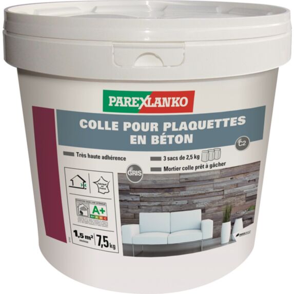 Colle plaquettes de parement en béton gris 7,5kg - PAREXLANKO