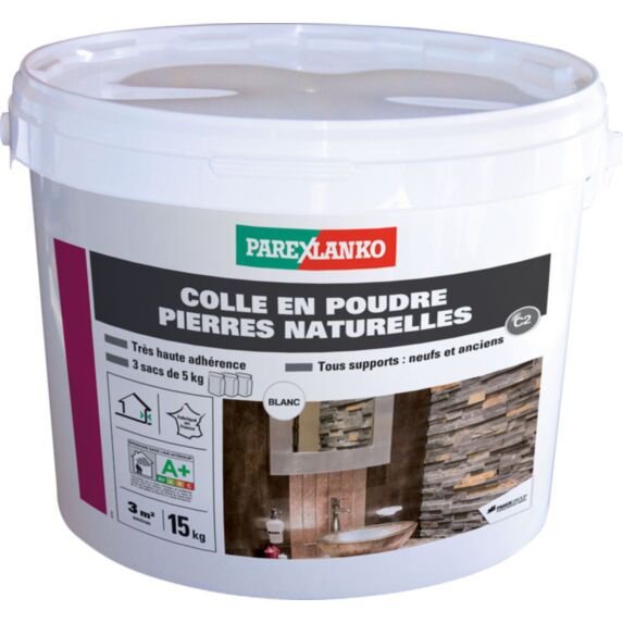 Colle plaquettes de parement en pierres naturelles blanc 15kg - PAREXLANKO
