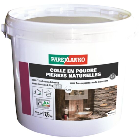 Colle plaquettes de parement en pierres naturelles blanc 7,5kg - PAREXLANKO