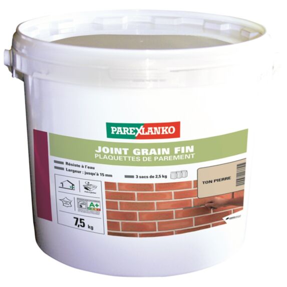 Joint grain fin plaquettes de parement ton pierre 7,5kg - PAREXLANKO