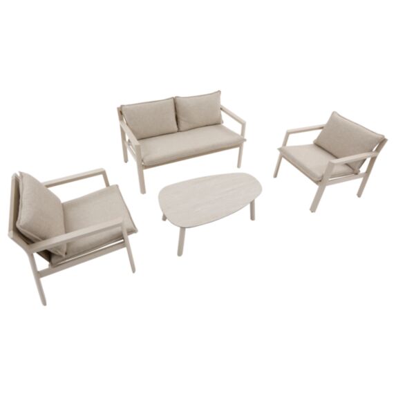 Salon Flovia 4 places aluminium argile - HESPERIDE